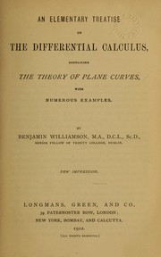 Cover of: An elementary treatise on the differential calculus: containing the theory  of plane curves, with numerous examples