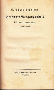 Cover of: Besonnte Vergangenheit: Lebenserinnerungen: 1859-1919.