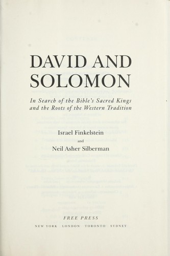 David and Solomon by Israel Finkelstein