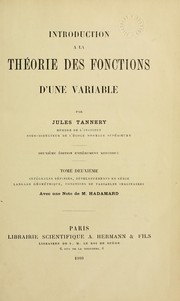 Cover of: Introduction à la théorie des fonctions d'une variable by Jules Tannery, Jules Tannery