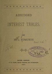 Cover of: Abridged interest tables | Milton L. Edmunds