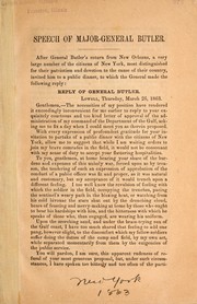 Cover of: Speech of Major-General Butler | Butler, Benjamin F.