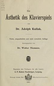 Cover of: Die Ästhetik des Klavierspiels