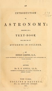 Cover of: An introduction to astronomy by Denison Olmsted, Denison Olmsted