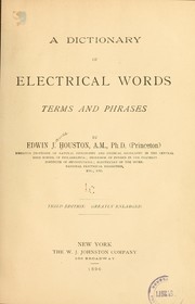 Cover of: A dictionary of electrical words, terms and phrases by Edwin J. Houston