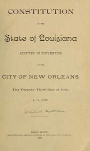 Cover of: Constitution of the state of Louisiana