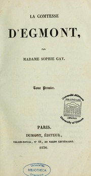 Cover of: La Comtesse d'Egmont by Sophie Gay