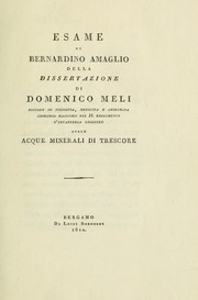 Esame di Bernardino Amaglio della dissertazione di Domenico Meli ... sulle acque minerali di Trescore by Bernardino Amaglio