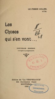 Cover of: Les Choses qui s'en vont