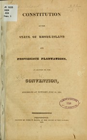 Cover of: Constitution of the state of Rhode-Island and Providence Plantations