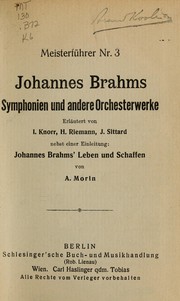 Cover of: Johannes Brahms, symphonien und andere orchesterwerke