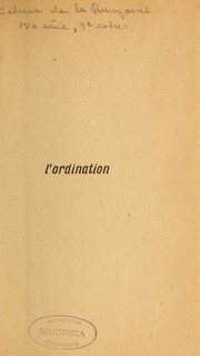 Cover of: L'Ordination