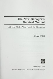 Cover of: The New Manager's Survival Manual by Clay Carr