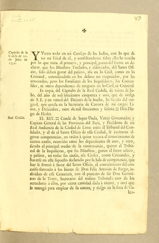 Y visto todo en mi Consejo de las Indias ... by Spain. Sovereign (1746-1759 : Ferdinand VI)