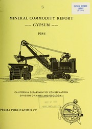 Cover of: Mineral commodity report -- gypsum -- 1984: part 1 from U.S. Bureau of Mines publication, Mineral Commodity Summaries, 1984