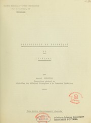 Cover of: Psychologie et technique de l'achat: à l'usage de l'enseignement et de la pratique