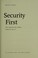 Cover of: Security first