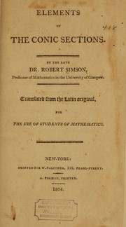 Cover of: Elements of the conic sections. by Simson, Robert