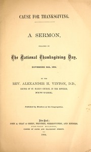 Cover of: Cause for thanksgiving by Alexander H. Vinton