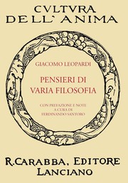 Cover of: Pensieri Di Varia Filosofia by 