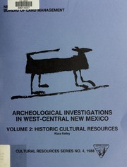 Cover of: Archeological investigations in west-central New Mexico