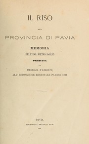 Cover of: Il riso nella provincia di Pavia