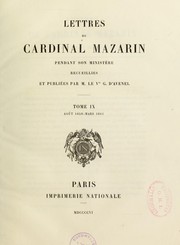 Cover of: Lettres du Cardinal Mazarin pendant son ministère \