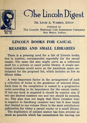 Cover of: Lincoln books for casual readers and small libraries by Louis Austin Warren