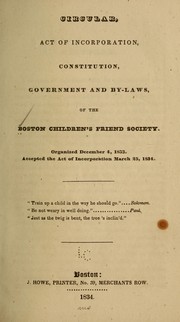 Cover of: Circular, act of incorporation