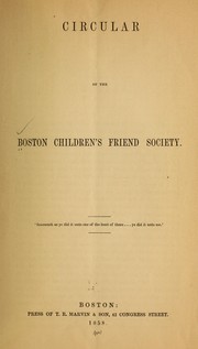 Cover of: Circular, of the Boston children's friend society ...