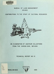 Cover of: An examination of amateur collections from the Carson Sink, Nevada