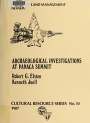 Cover of: Archaeological investigations at Panaca Summit