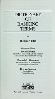 Cover of: Dictionary of banking terms