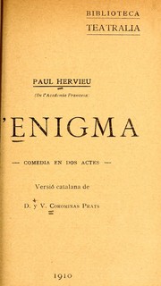 Cover of: L'enigma: comedia en dos actes