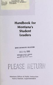 Cover of: Handbook for Montana's student leaders