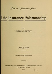 Cover of: Life insurance salesmanship