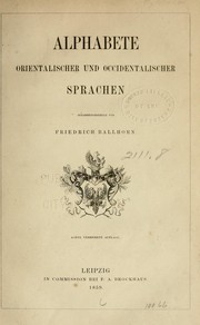 Cover of: Alphabete orientalischer und occidentalischer Sprachen