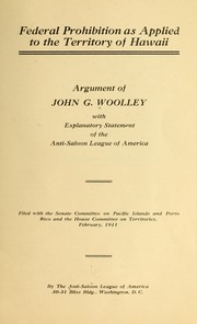 Cover of: Federal prohibition as applied to the territory of Hawaii