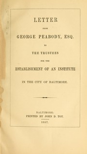 Cover of: The Peabody institute of the city of Baltimore