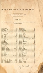 Cover of: Index of general orders