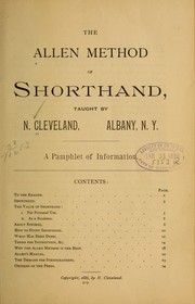 Cover of: The Allen method of shorthand | Newcomb Cleveland