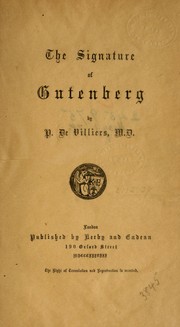 Cover of: The signature of Gutenberg | P. de Villiers