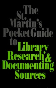 Cover of: The St. Martin's pocket guide to library research and documenting sources.