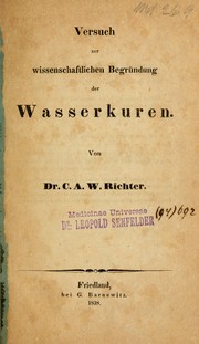 Cover of: Versuch zur wissenschaftlichen Begründung der Wasserkuren