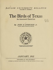 Cover of: The birds of Texas: an annotated check-list