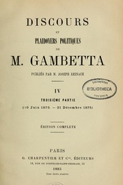 Cover of: Discours et plaidoyers politiques de M. Gambetta