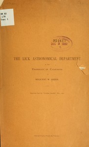 Cover of: The Lick Astronomical Department of the University of California