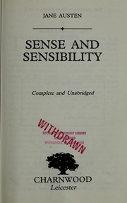 Sense and Sensibility by Jane Austen