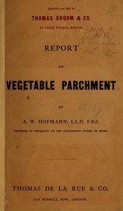 Cover of: Report on vegetable parchment