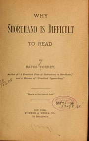 Cover of: Why shorthand is difficult to read